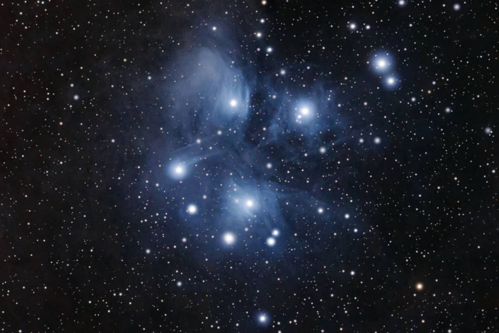 Foto af Pleiaderne taget igennem Nicklas SDU-studerende Nicklas Peter Christiansens teleskop. Foto: Nicklas Peter Christiansen